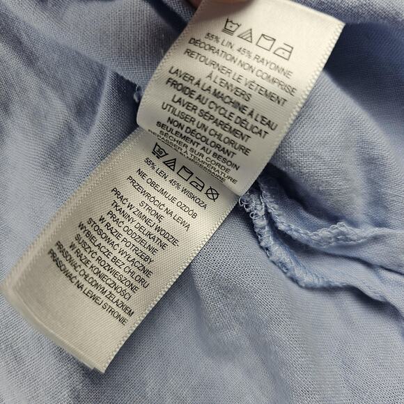 Calypso St Barth Shirt Womens 2X Blue Linen Embroidered Shell Coastal Beach Top - Picture 6 of 7